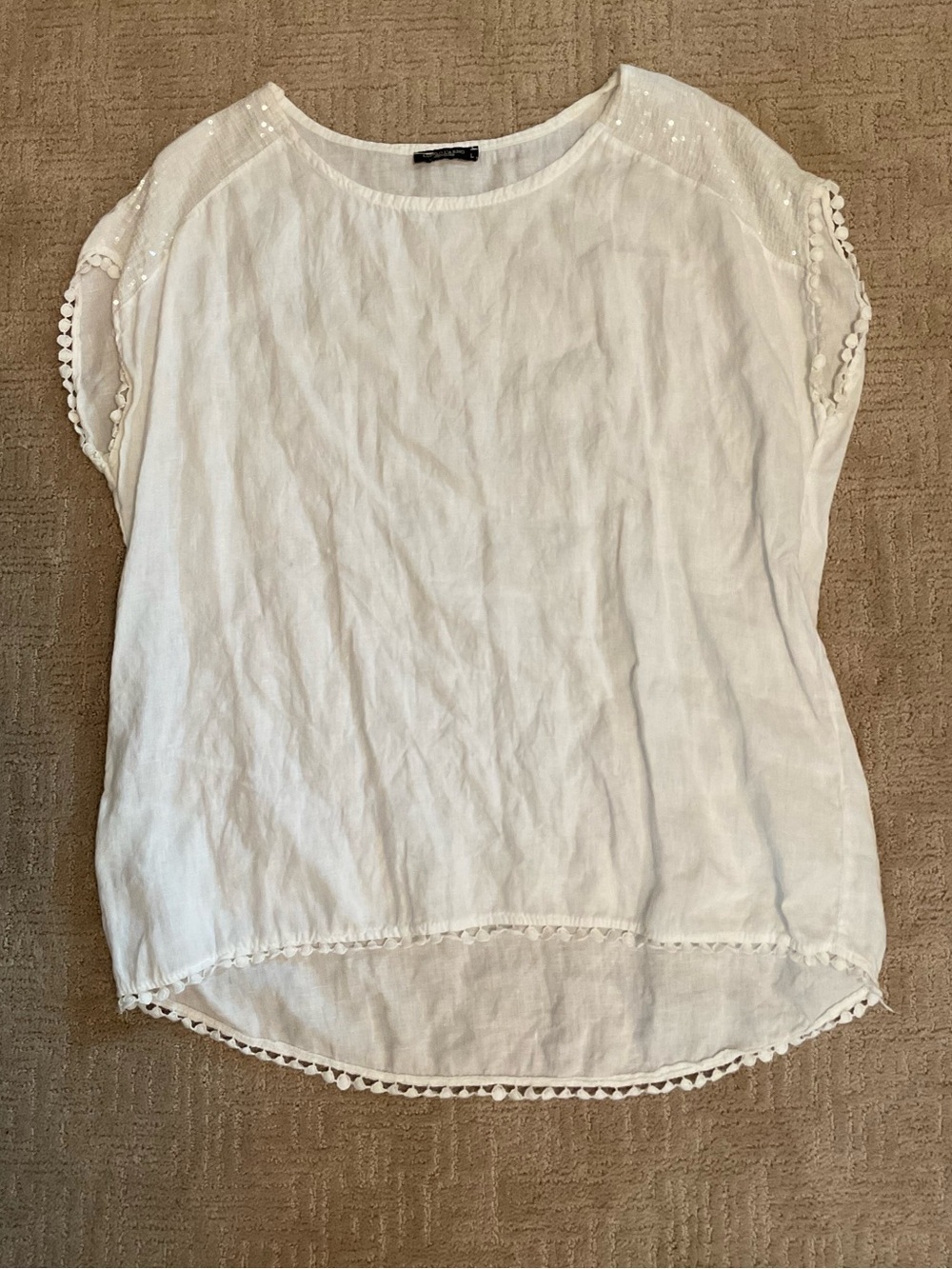 🇮🇹 Lungo L’Arno 100% Linen White Sleeveless Blouse L Quiet Luxury Minimalist EUC